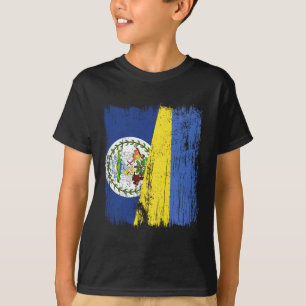 Belize Ukraine Half Flag Belizean Ukrainian Herita T-Shirt