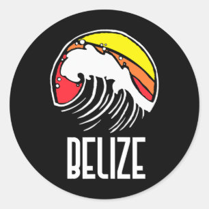 Belize Vintage 80s Retro Surfing Beach Wave Graphi Classic Round Sticker