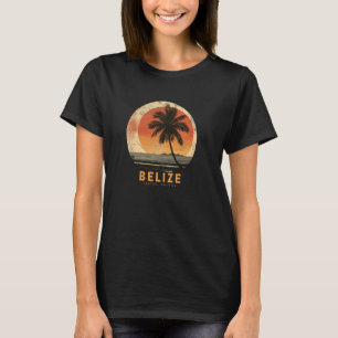 Belize Vintage Beach Travel Sunset Palm Trees Retr T-Shirt