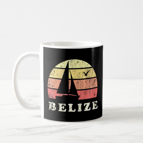 Belize Vintage Sailboat 70s Throwback Sunset  Coffee Mug