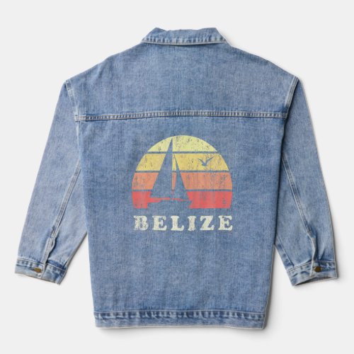 Belize Vintage Sailboat 70s Throwback Sunset  Denim Jacket