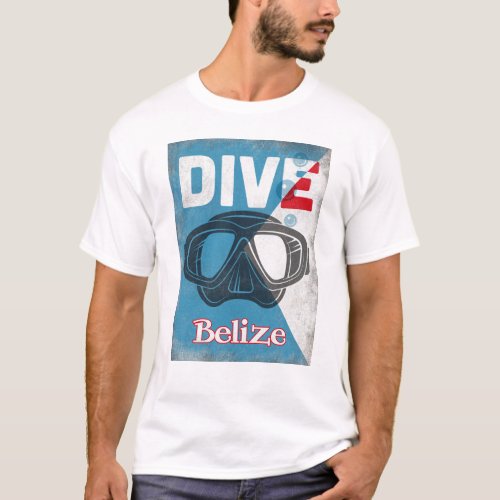 Belize Vintage Scuba Diving Mask T_Shirt