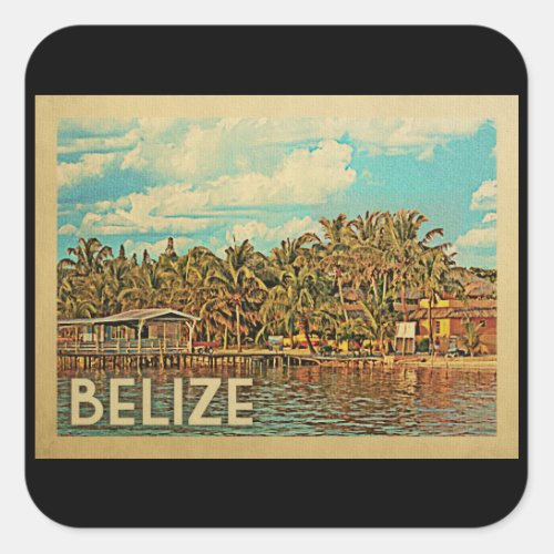 Belize Vintage Travel Square Sticker