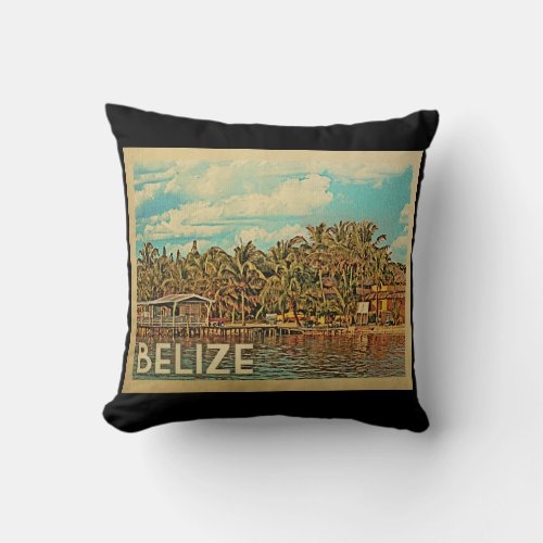 Belize Vintage Travel Throw Pillow
