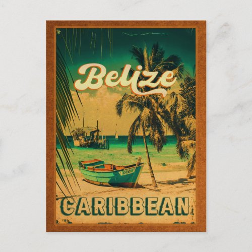 Belize Vintage Tropical Beach Ocean Travel Postcard