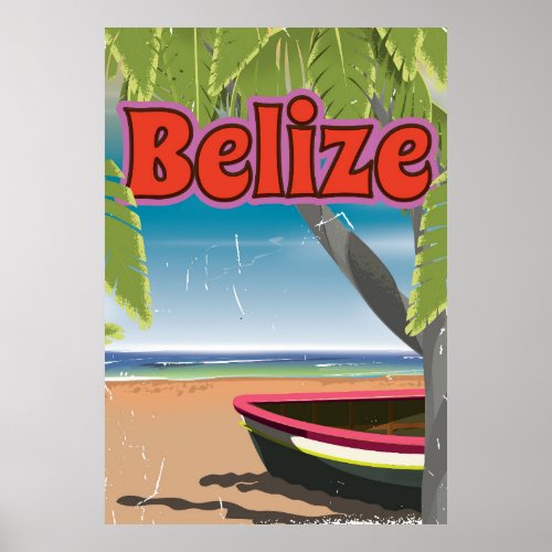 Belize vintage vacation poster