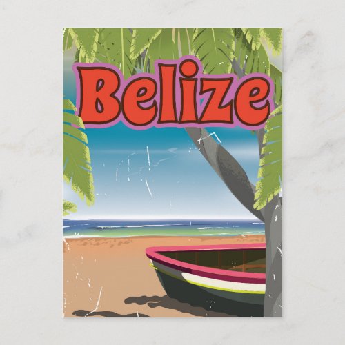 Belize vintage vacation poster postcard