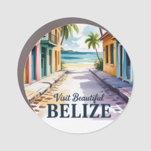 Belize Watercolor Travel Art Vintage Car Magnet