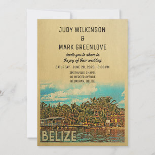 Belize Wedding Invitation Vintage Mid-Century