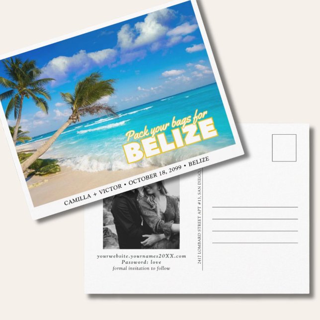 Belize Wedding Island Save the Date Postcard (Belize Wedding)