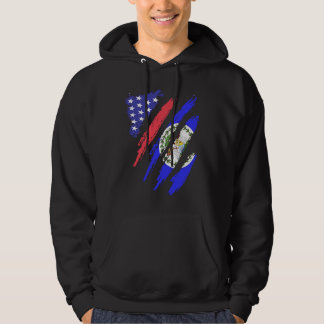 Belizean American Patriot Grown Heart Flag Stripes Hoodie
