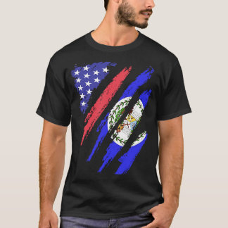 Belizean American Patriot Grown Heart Flag Stripes T-Shirt