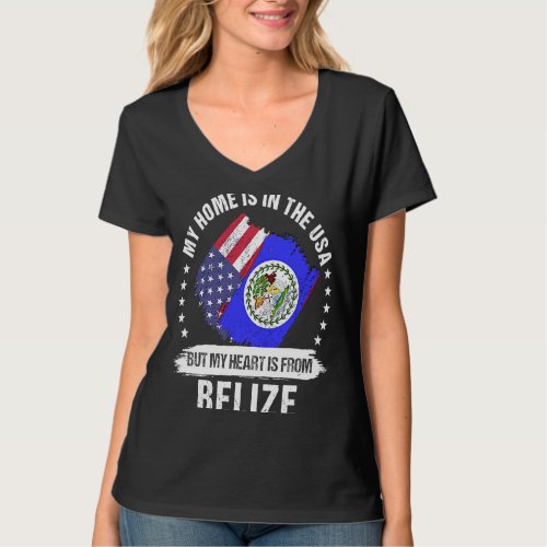 Belizean American Patriot Grown Proud My Heart is  T_Shirt