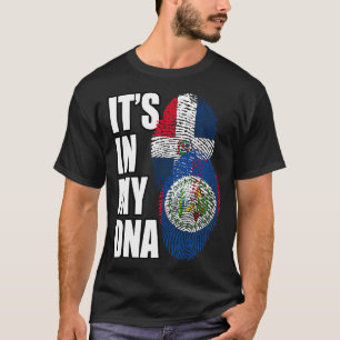 Belizean And Dominican Mix DNA Flag Heritage Gift T-Shirt