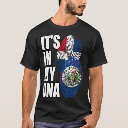 Belizean And Dominican Mix DNA Flag Heritage Gift T_Shirt