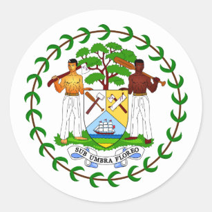 Belizean Coat of Arms, Belize Classic Round Sticker