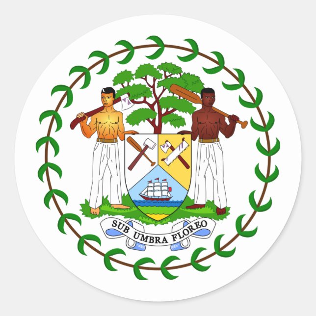 Belizean Coat of Arms, Belize Classic Round Sticker (Front)