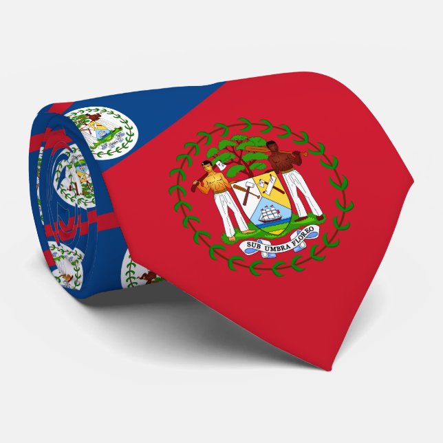 Belizean Flag and Coat of Arms, Belize Neck Tie (Rolled)