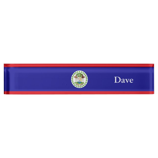Belizean Flag Desk Name Plate (Front)