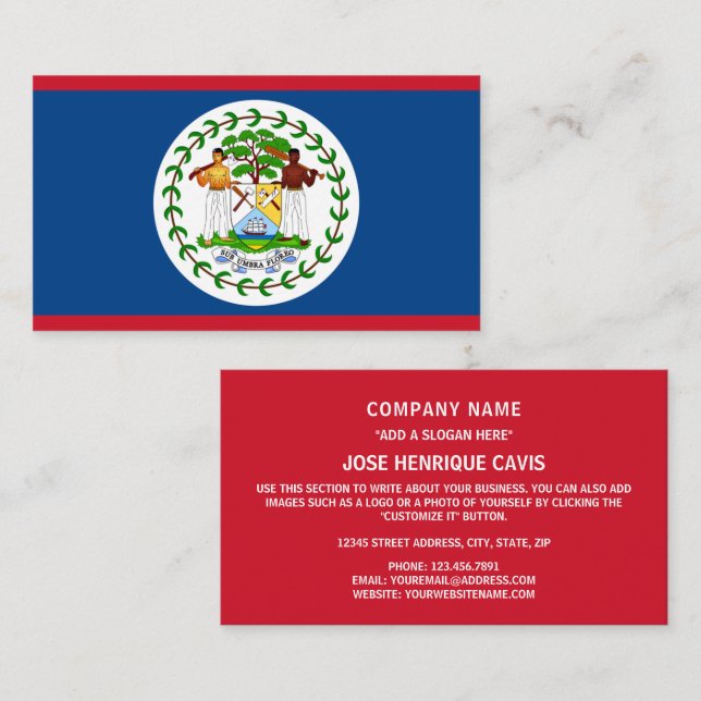 Belizean Flag, Flag of Belize Business Card (Front/Back)
