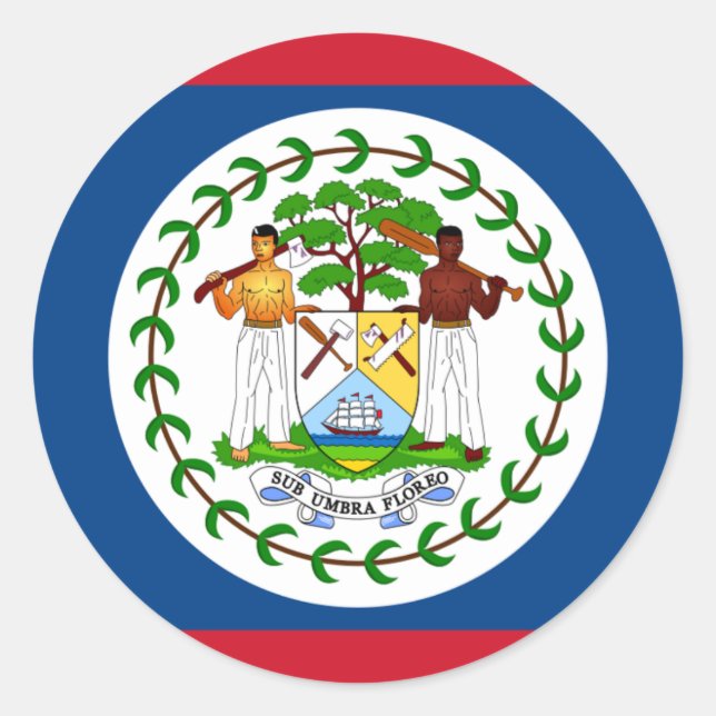 Belizean Flag, Flag of Belize Classic Round Sticker (Front)