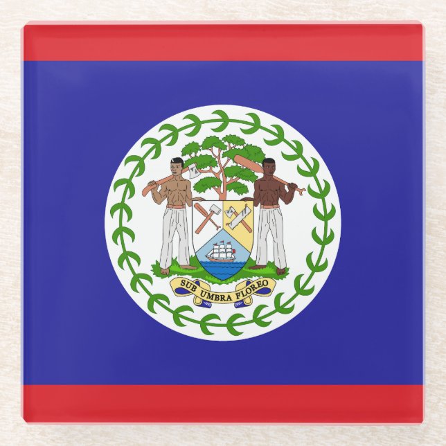 Belizean Flag Glass Coaster (Front)