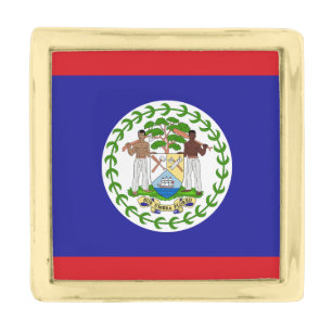 Belizean Flag Gold Finish Lapel Pin
