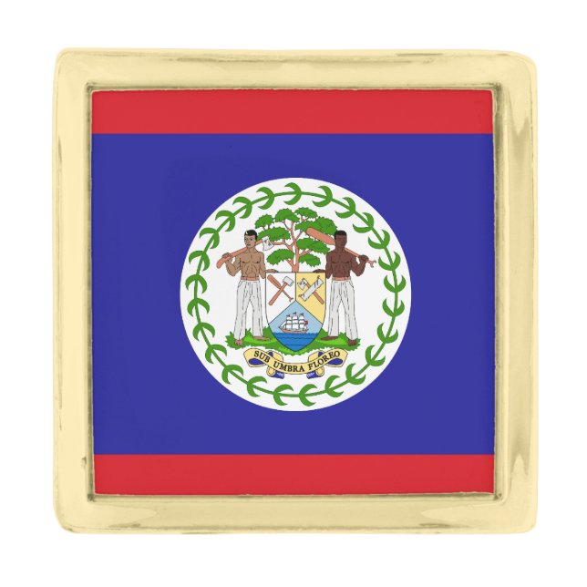 Belizean Flag Gold Finish Lapel Pin (Front)