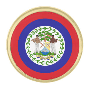 Belizean Flag Gold Finish Lapel Pin