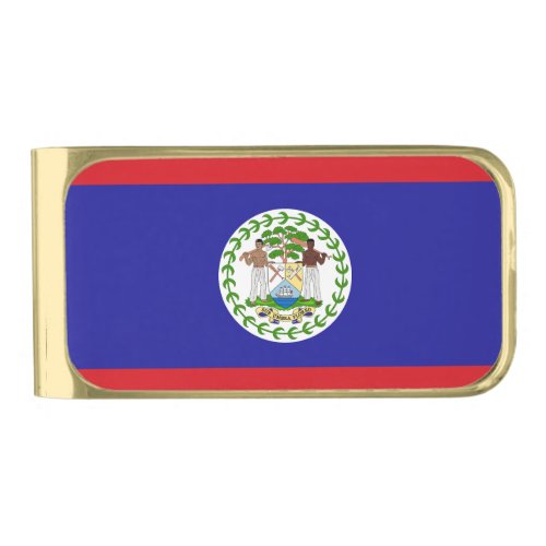 Belizean Flag Gold Finish Money Clip