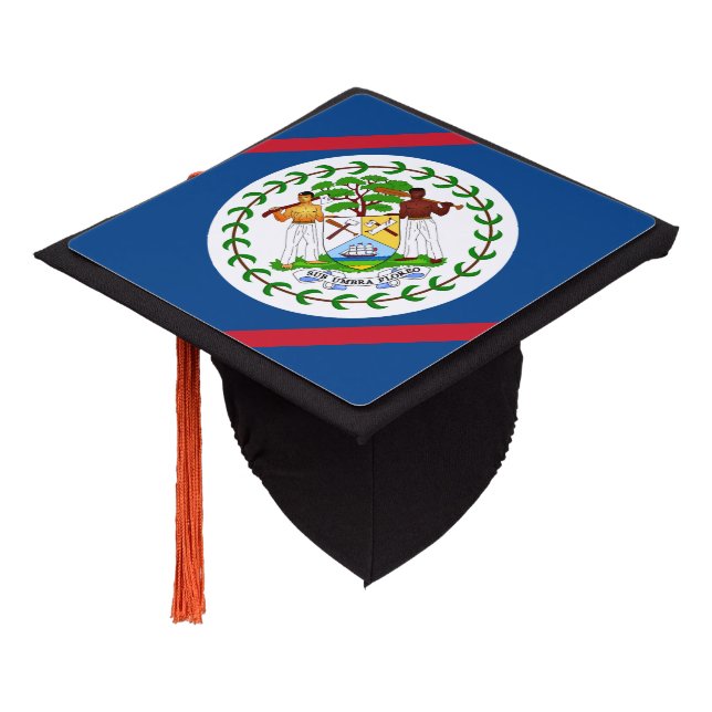 Belizean flag graduation cap topper (Angled)