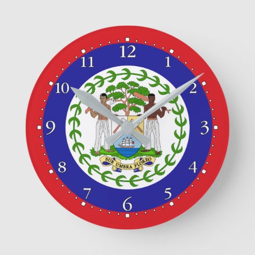 Belizean Flag Round Clock