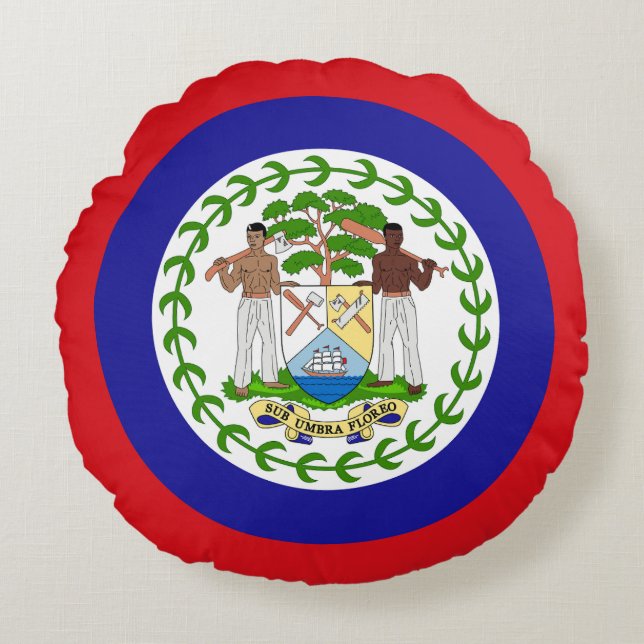 Belizean Flag Round Pillow (Front)
