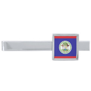 Belizean Flag Silver Finish Tie Bar