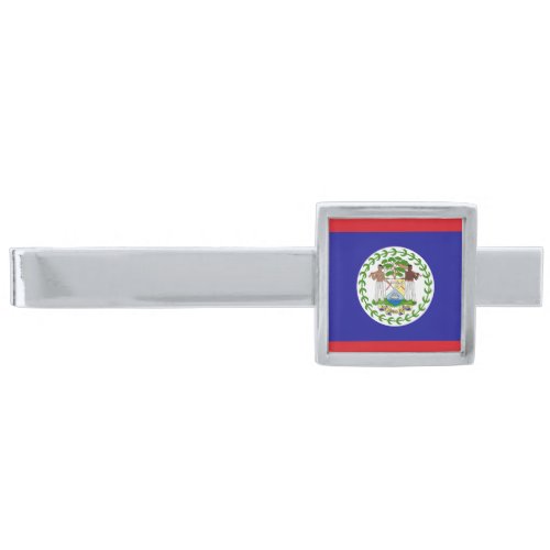 Belizean Flag Silver Finish Tie Bar