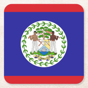 Belizean Flag Square Paper Coaster