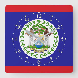 Belizean Flag Square Wall Clock