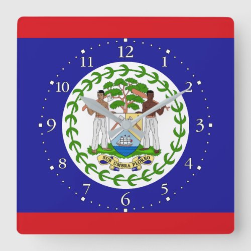 Belizean Flag Square Wall Clock