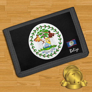 Belizean flag wallet, emblem, Belize fashion Trifold Wallet