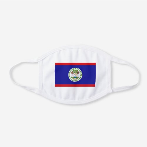 Belizean Flag White Cotton Face Mask