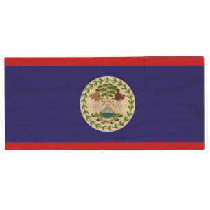 Belizean Flag Wood Flash Drive