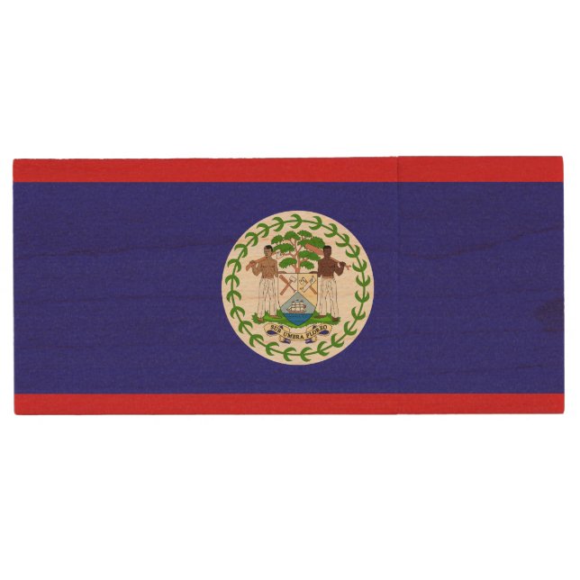 Belizean Flag Wood Flash Drive (Front)