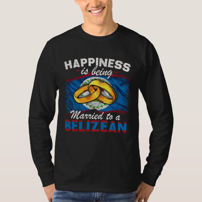 Belizean Marriage Belize Married Flag Wedded Cultu T-Shirt (Front)
