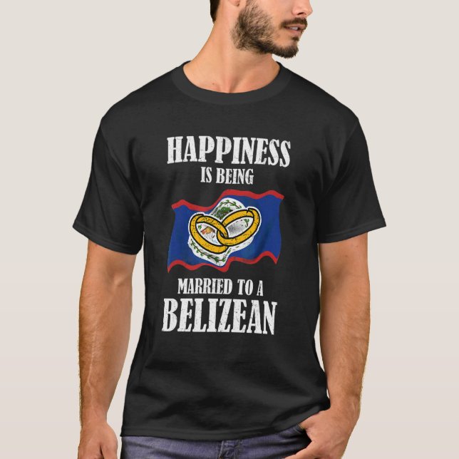 Belizean Marriage Belize Married Flag Wedded Cultu T-Shirt (Front)