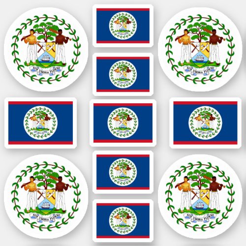 Belizean state symbols  coat of arms and flag sticker