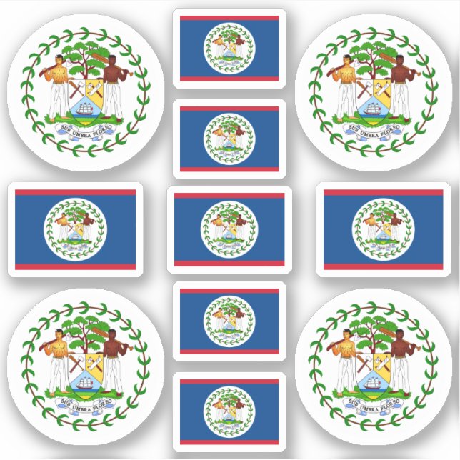 Belizean state symbols / coat of arms and flag sticker (Front)