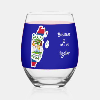 Belizeans Wine Together Blue Stemless Wine Glass