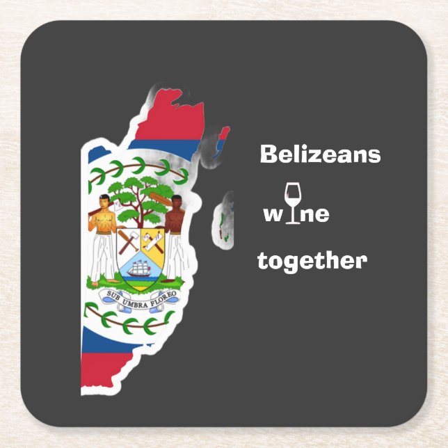 Belizeans Wine Together Shirt Square Paper Coaster (Front)