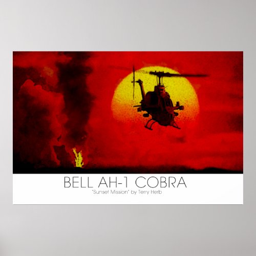 Bell AH_1 Cobra Attack Helicopter surreal scene Poster