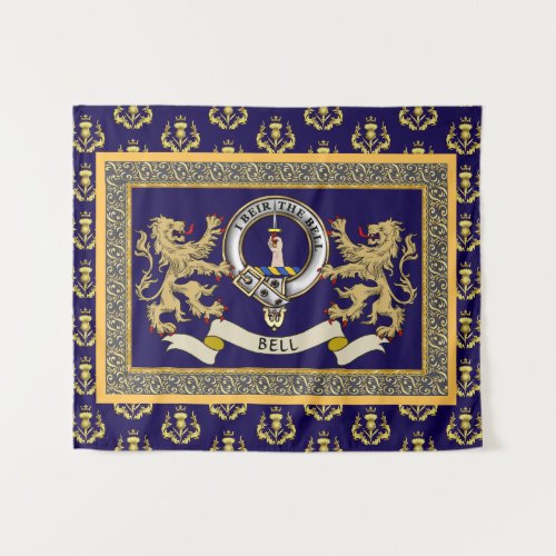 Bell Clan Badge Personalized Blue Tapestry